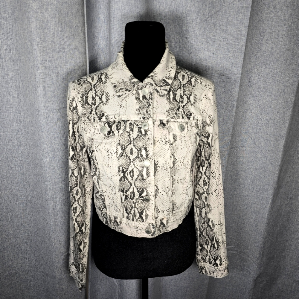 Blue Spice Snake Print Cropped Jacket Medium